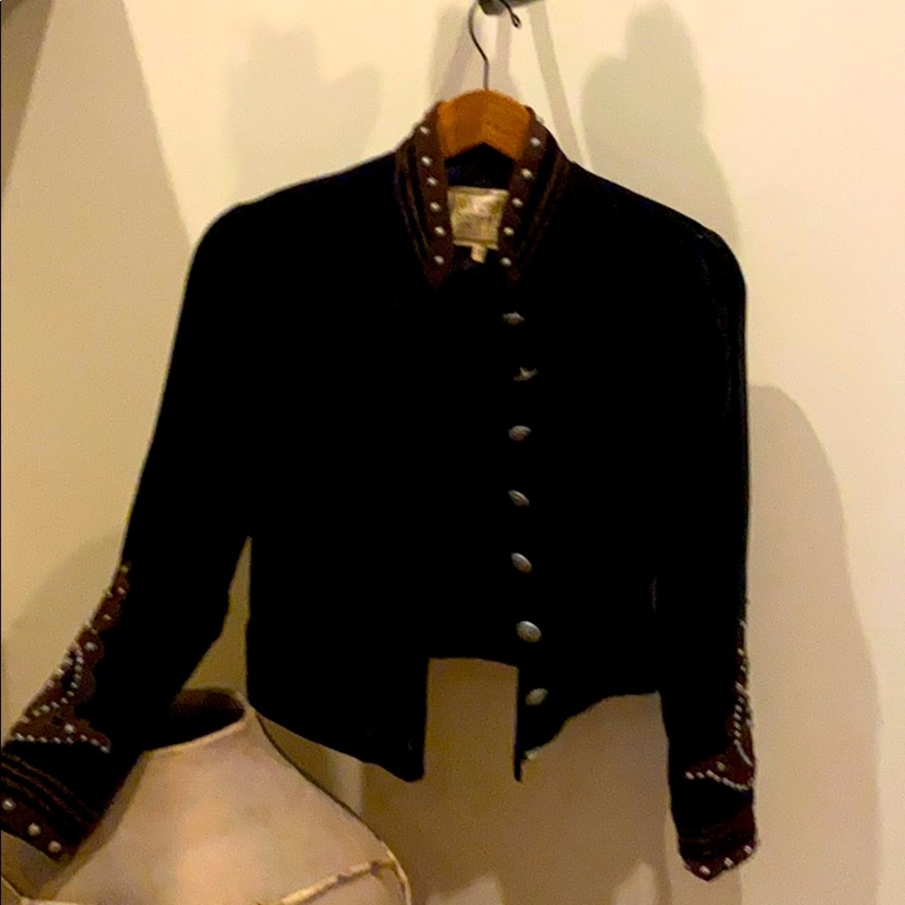 Velvet jacket and skirt western detail